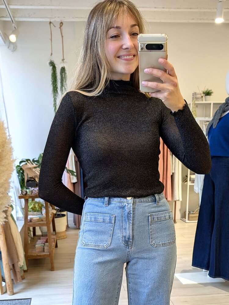 La petite étoile meko sheer glitter top - black