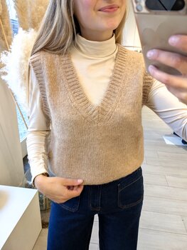 La petite étoile mercy debardeur col V - camel