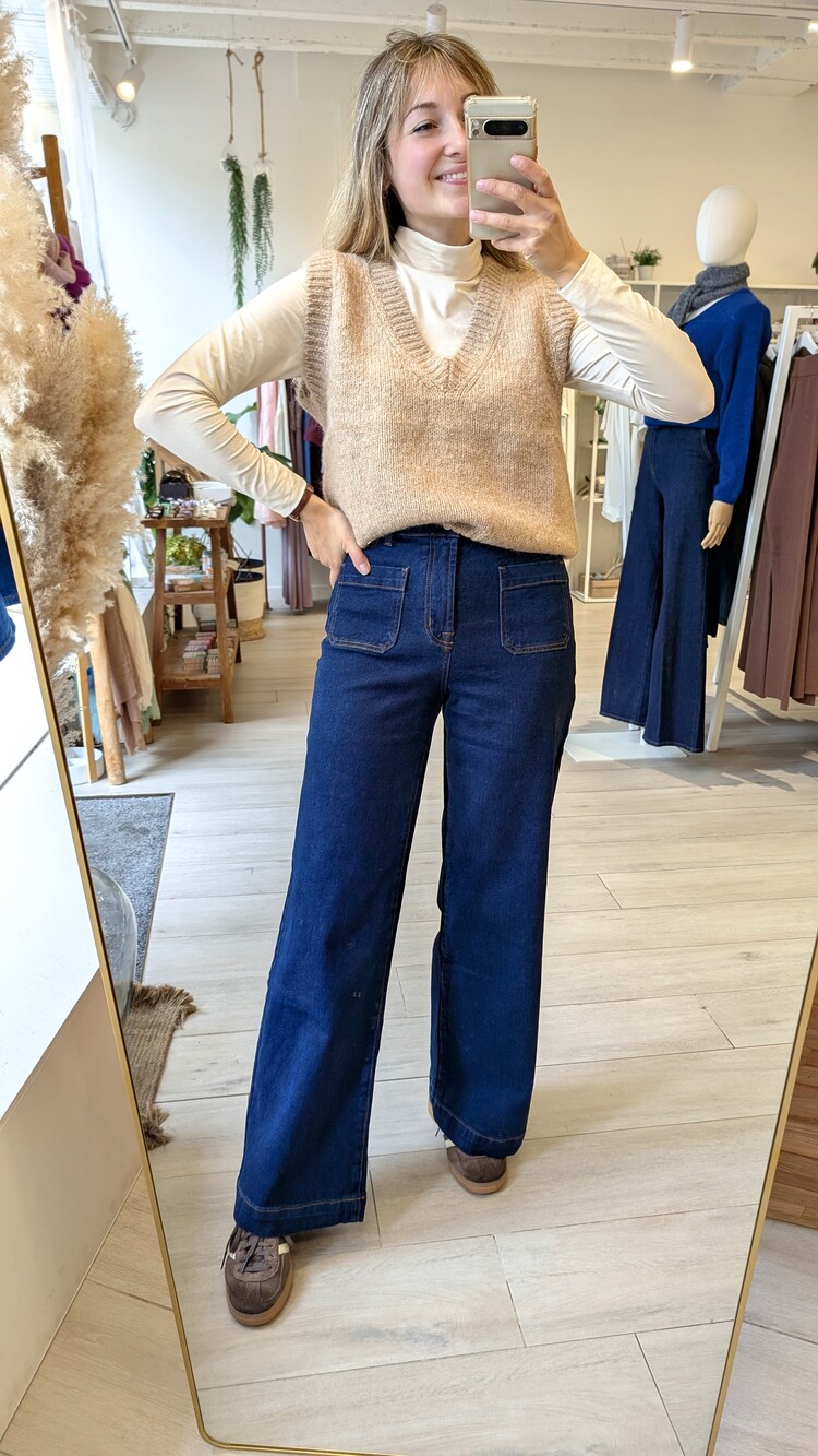 La petite étoile mercy debardeur col V - camel