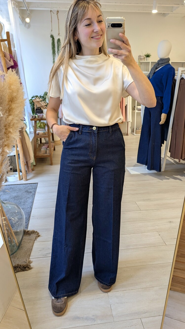 Vila Clothes vielmina satin pleads blouse - ecru