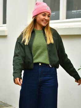 Moss Copenhagen esterika collar bomber jacket - forest green