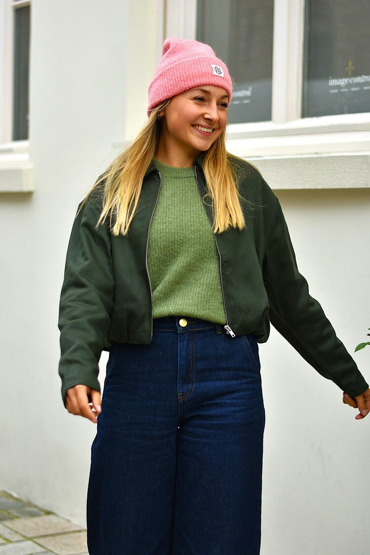 Moss Copenhagen esterika collar bomber jacket - forest green