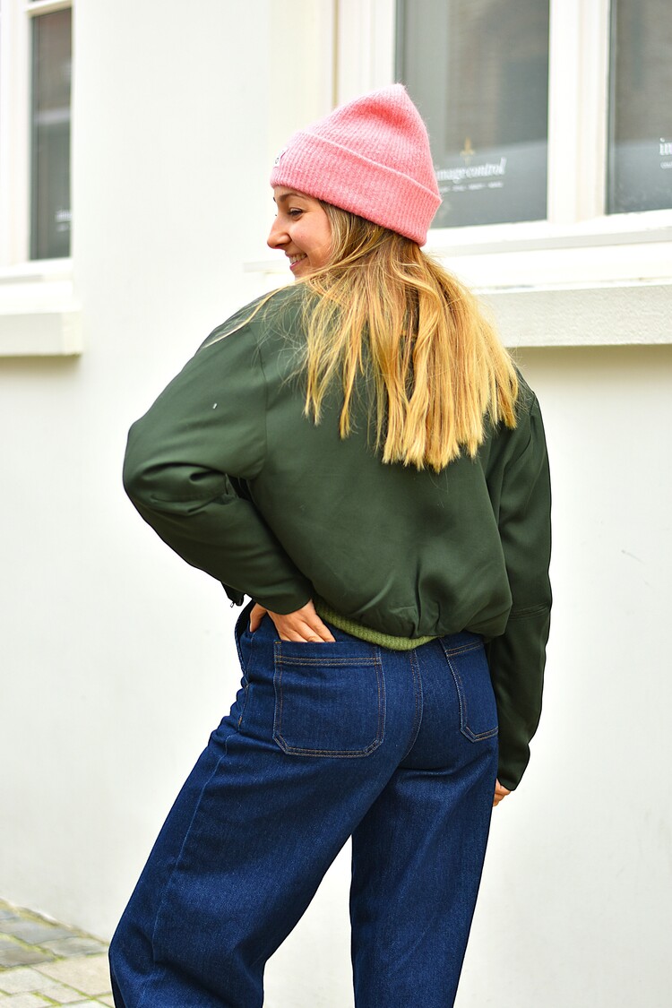 Moss Copenhagen esterika collar bomber jacket - forest green