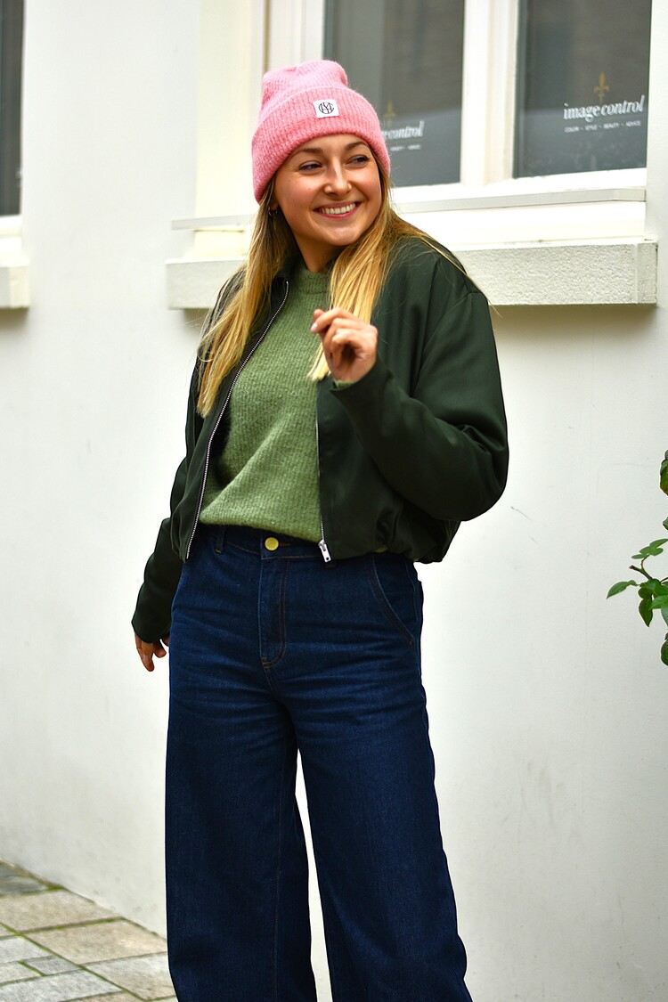 Moss Copenhagen esterika collar bomber jacket - forest green