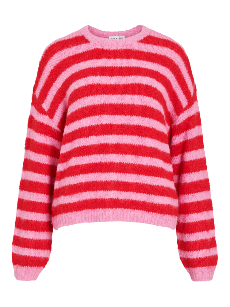 Vila Clothes vimarley stripe swaeter - pink/red