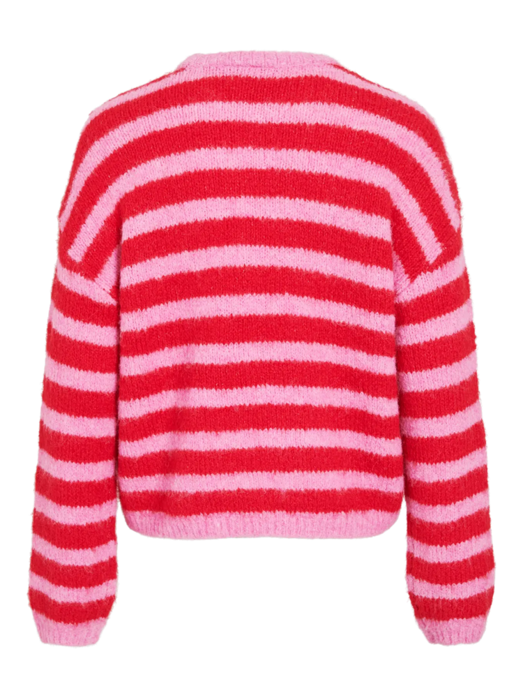 Vila Clothes vimarley stripe swaeter - pink/red