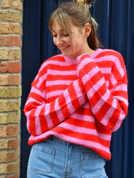 Vila Clothes vimarley stripe swaeter - pink/red