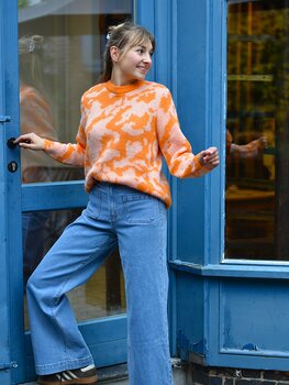 Vila Clothes vimatta print sweater -pink/orange