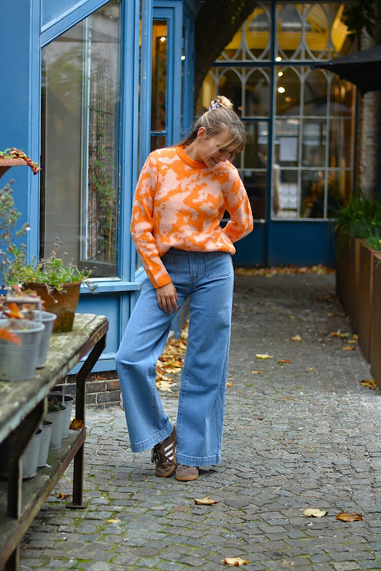 Vila Clothes vimatta print sweater -pink/orange