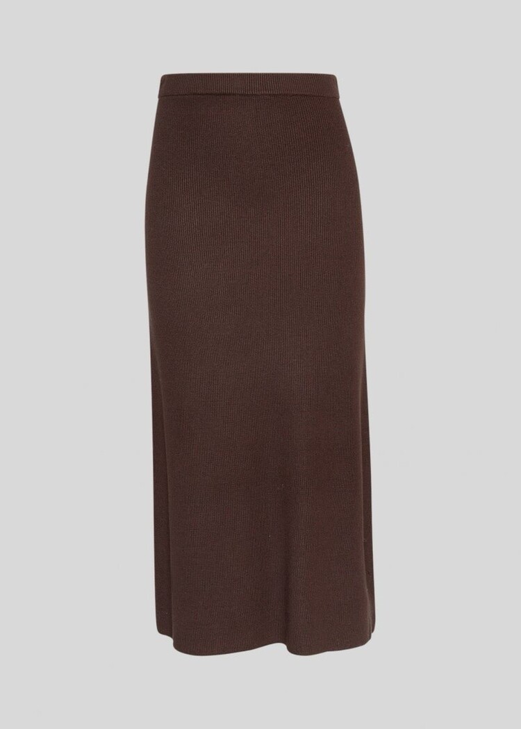 Moss Copenhagen elfrida knit midi skirt - chocolat brown