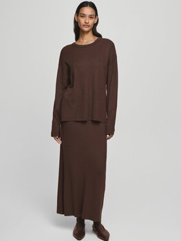Moss Copenhagen elfrida knit midi skirt - chocolat brown
