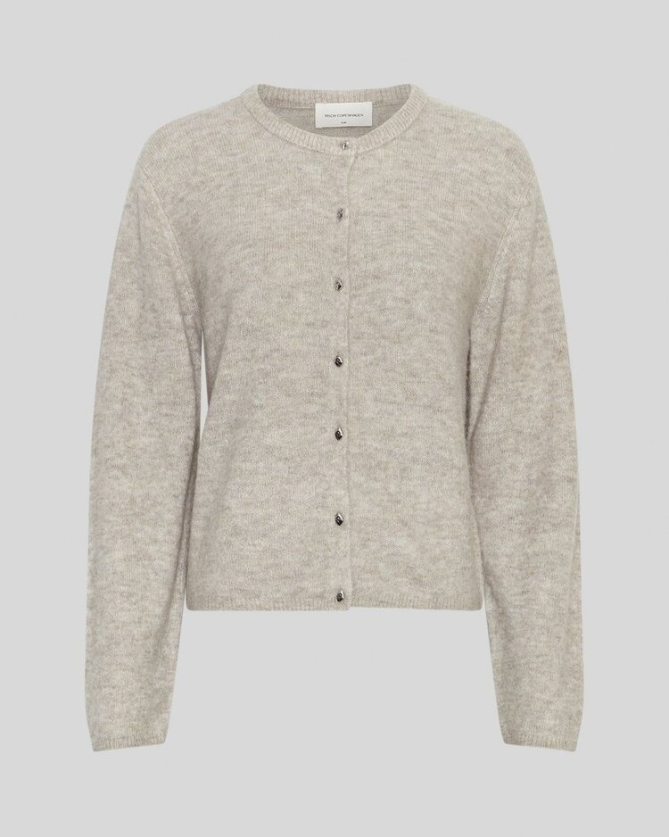 Moss Copenhagen kellsey silver button cardigan - brey/beige melange