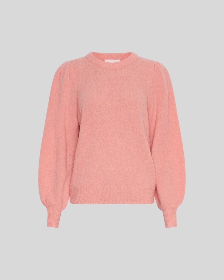 Moss Copenhagen miabelle puff sleeve alpaca sweater - bubbelgum pink