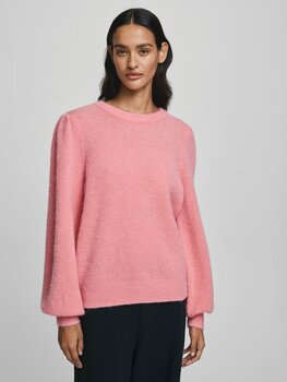 Moss Copenhagen miabelle puff sleeve alpaca sweater - bubbelgum pink