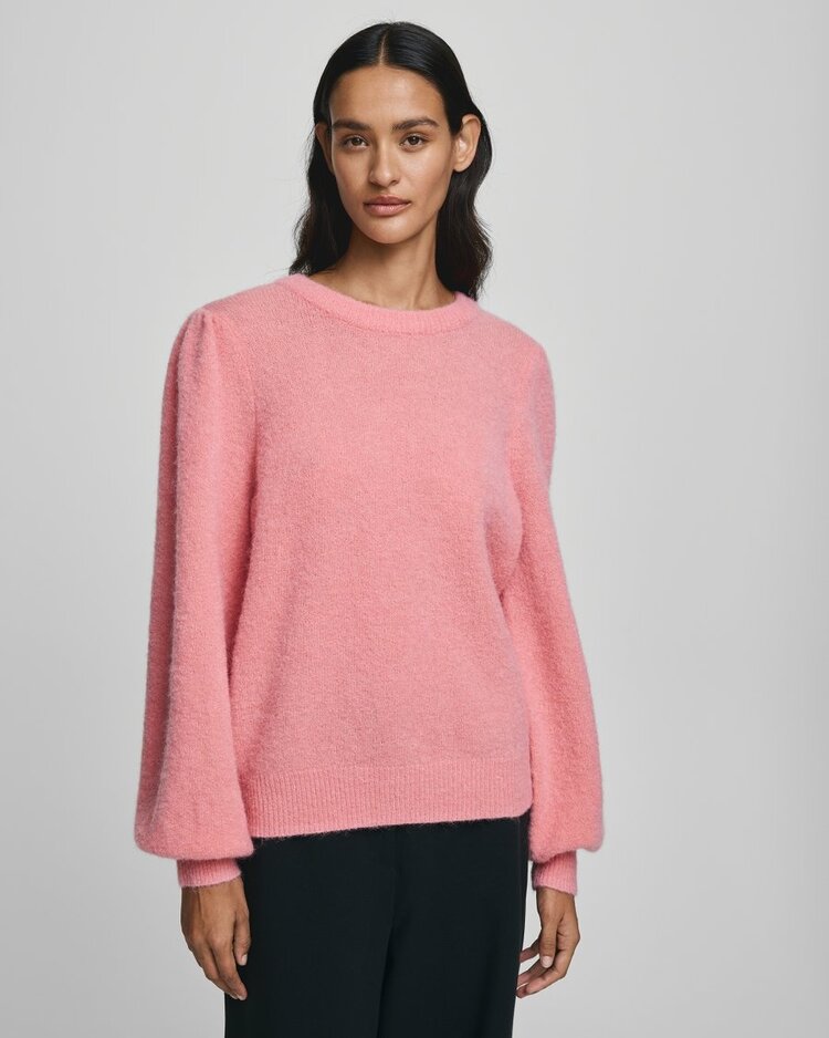 Moss Copenhagen miabelle puff sleeve alpaca sweater - bubbelgum pink