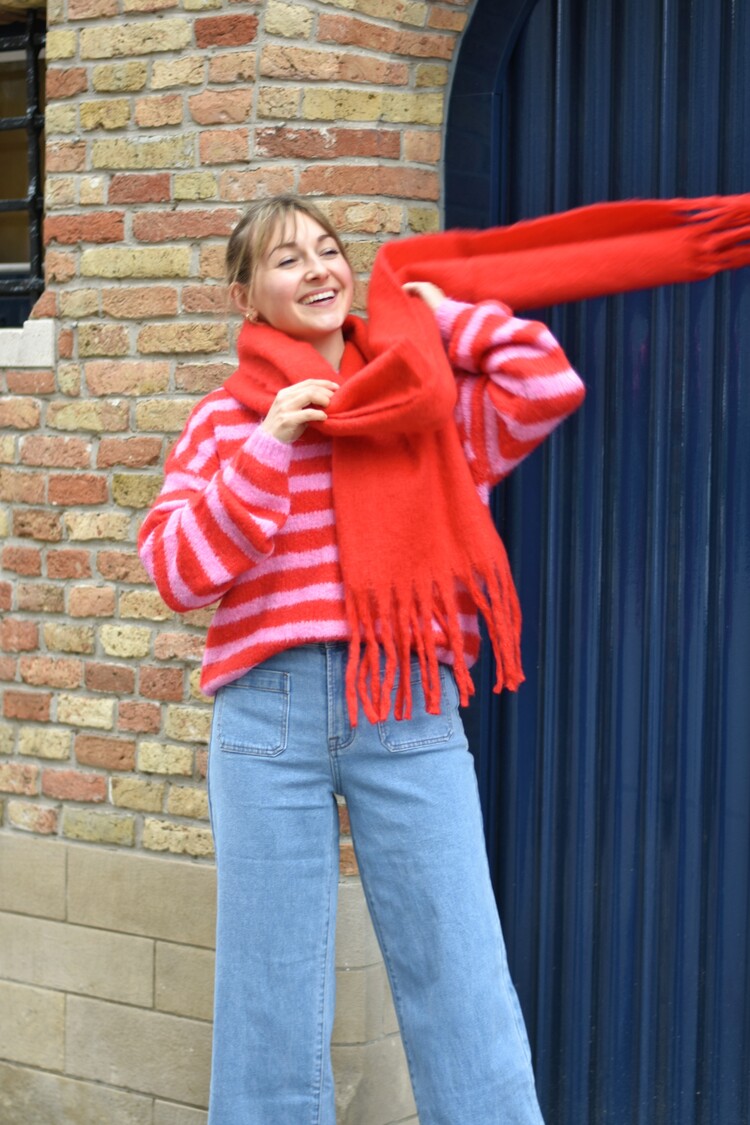 Vila Clothes vimarley stripe swaeter - pink/red