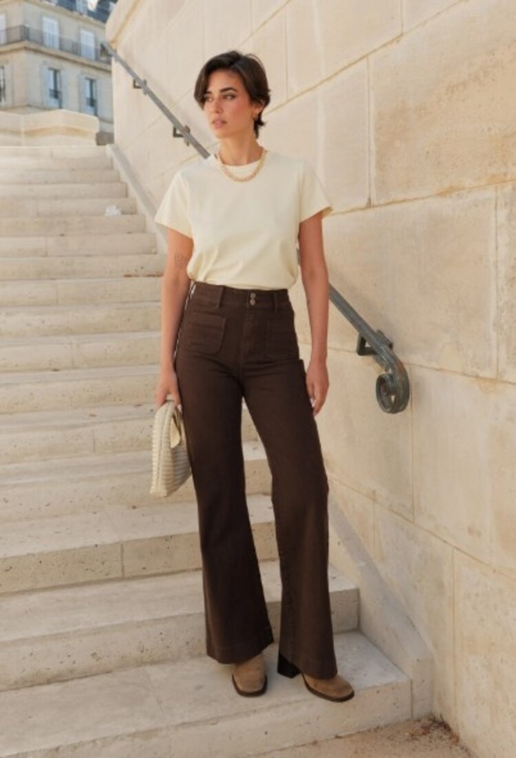 Sillie front pocket flare jeans - chocolat