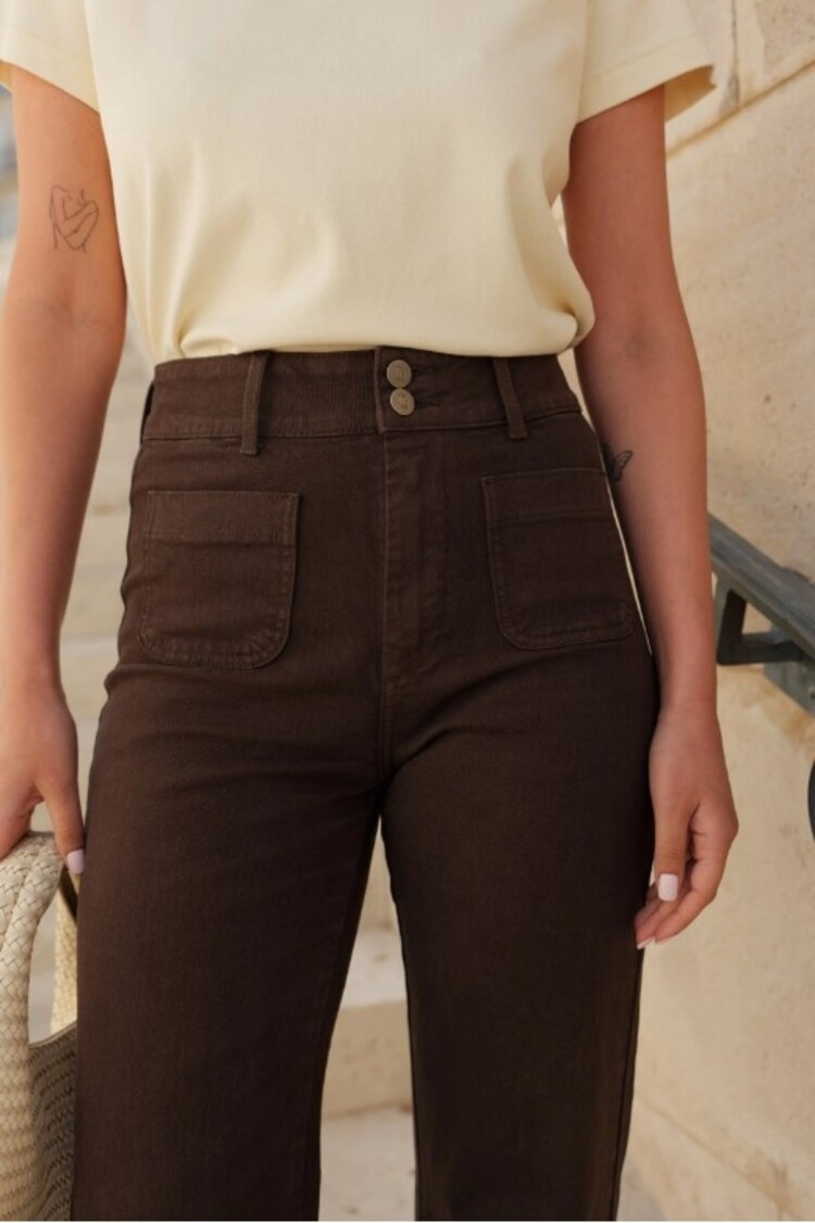 Sillie front pocket flare jeans - chocolat