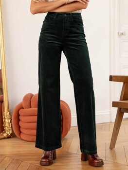 Sillie wide velvet pant - forest green