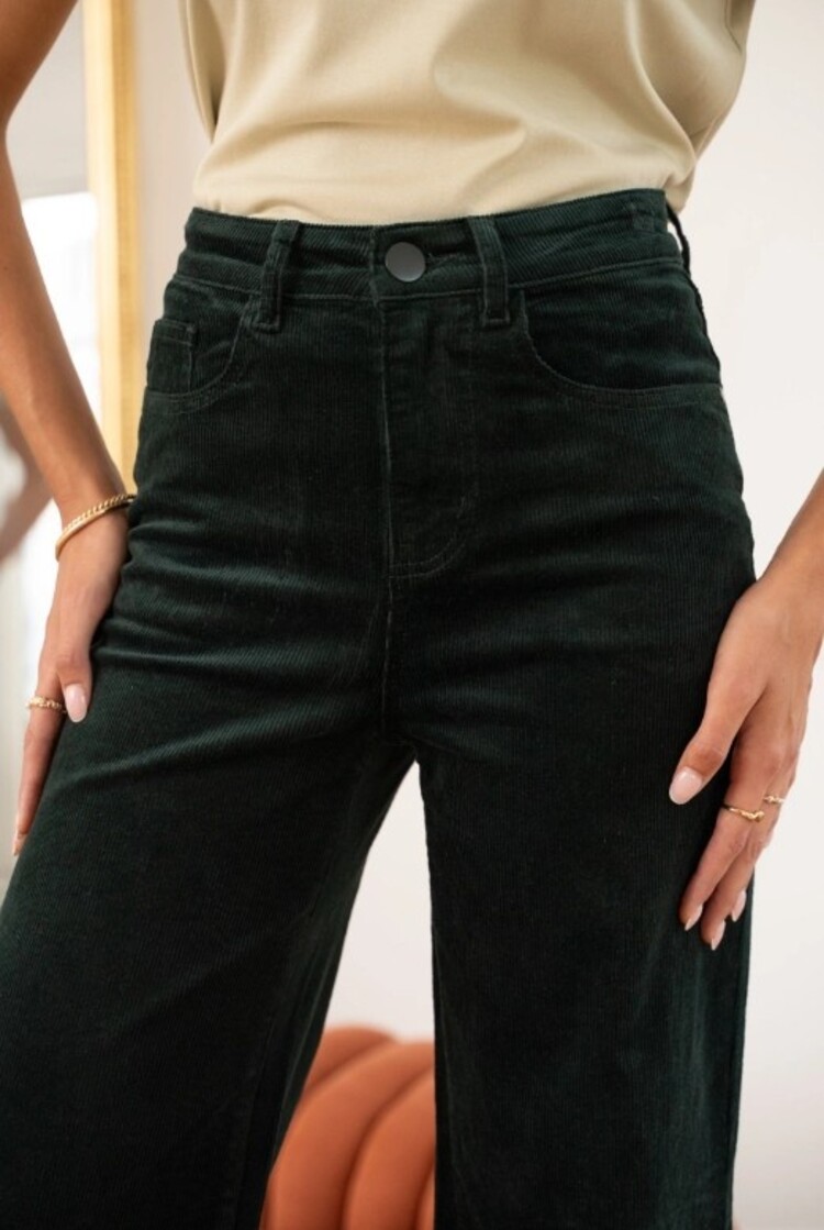 Sillie wide velvet pant - forest green