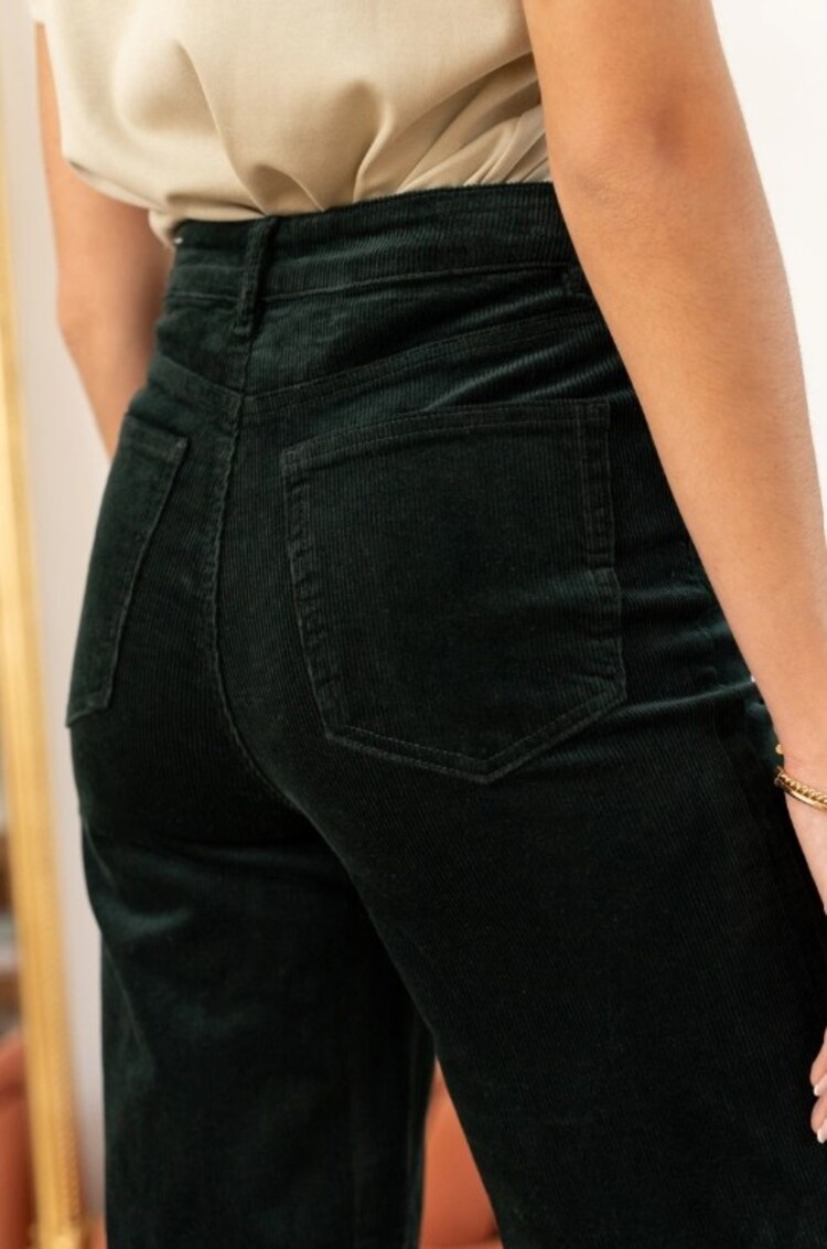 Sillie wide velvet pant - forest green