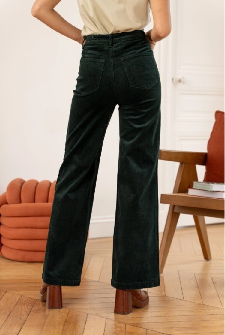 Sillie wide velvet pant - forest green