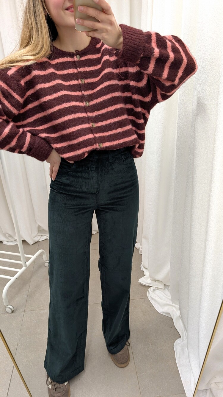 Sillie wide velvet pant - forest green