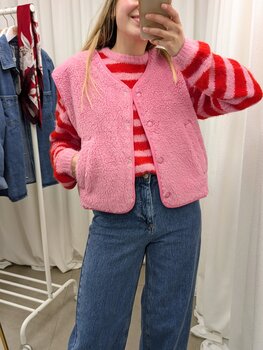 Sillie jasmin sleeveless teddy jacket - light pink