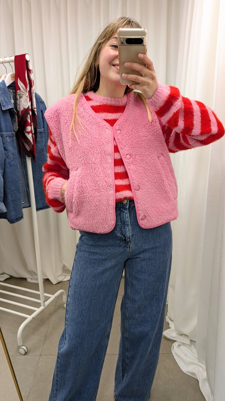 Sillie jasmin sleeveless teddy jacket - light pink