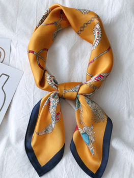 Sillie satin scarf - navy/yellow