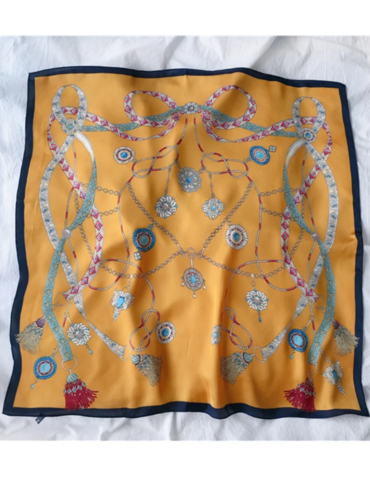 Sillie satin scarf - navy/yellow