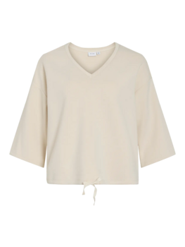 Vila Clothes vireflect v-neck waist tie swaeter -ecru