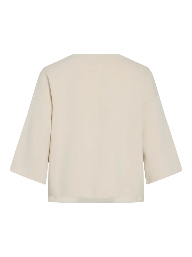 Vila Clothes vireflect v-neck waist tie swaeter -ecru