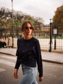 Sillie heart embroidered sweater - navy