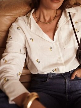 Sillie flower embroidered blouse - ecru