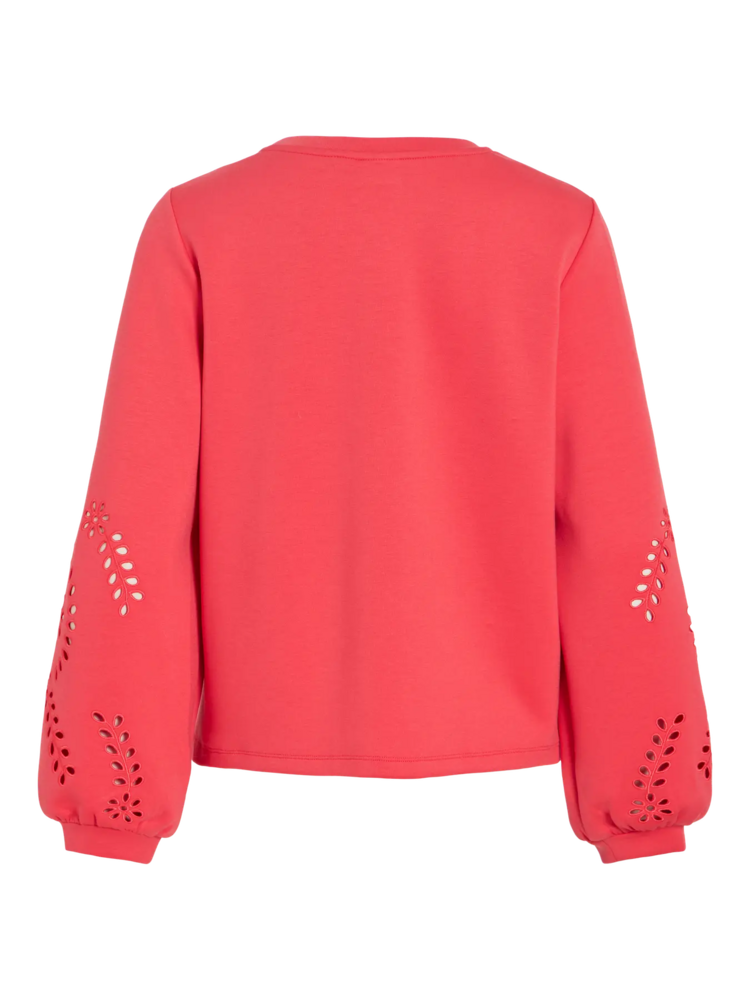 Vila Clothes visandy sleeve detail swaeter - coral