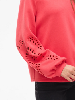 Vila Clothes visandy sleeve detail swaeter - coral