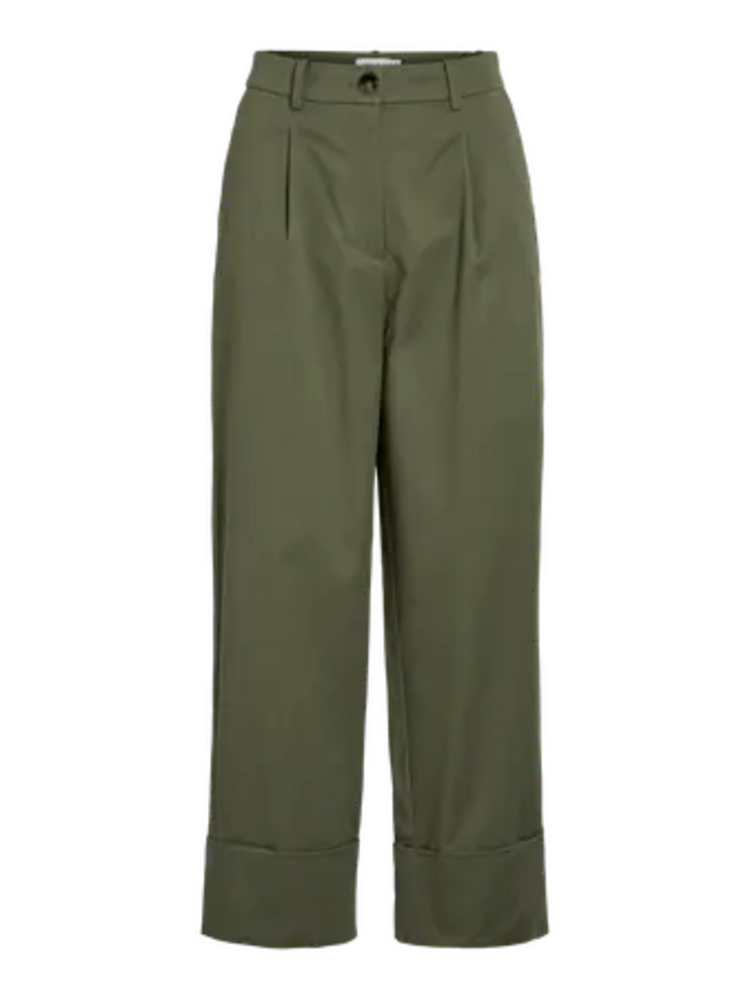 Vila Clothes visimone fold cigarette pants - khaki