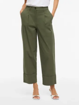 Vila Clothes visimone fold cigarette pants - khaki