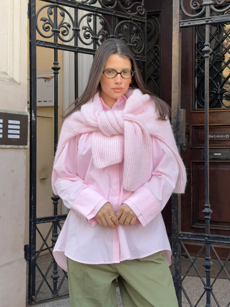 Vila Clothes viellia loose shirt - soft pink