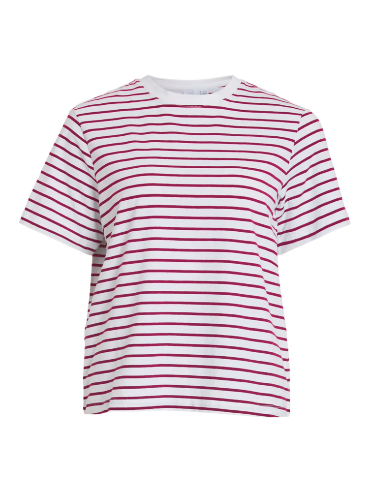 Vila Clothes vinora stripe t-shirt - red/white