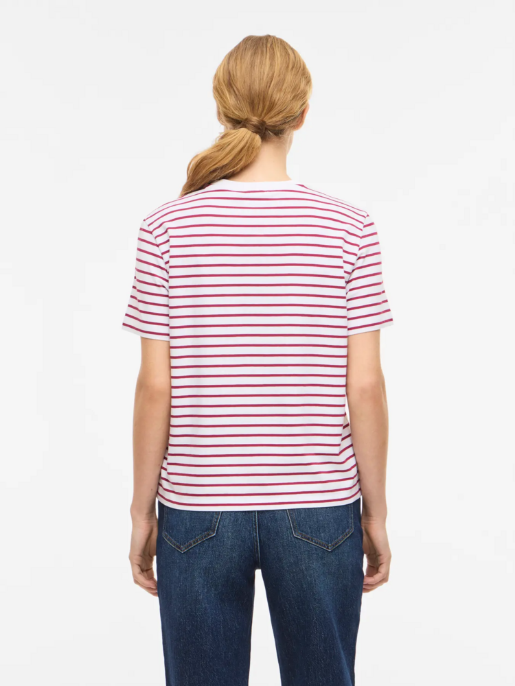 Vila Clothes vinora stripe t-shirt - red/white