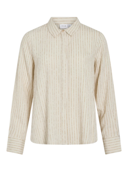 Vila Clothes viladdie stripe ebroydered shirt - ecru/ oker