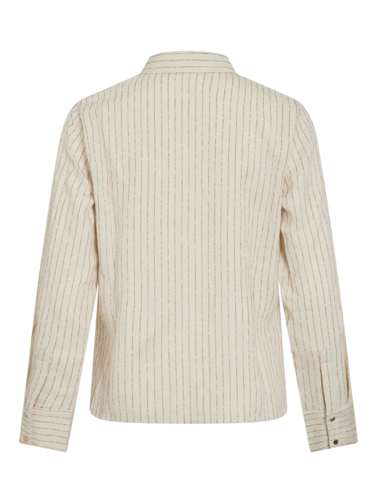 Vila Clothes viladdie stripe ebroydered shirt - ecru/ oker