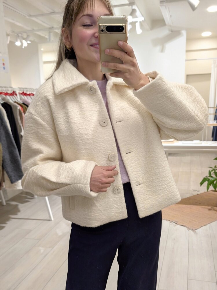 Vila Clothes vifranca button jacket - parelmoer wit