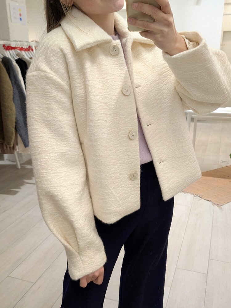 Vila Clothes vifranca button jacket - parelmoer wit