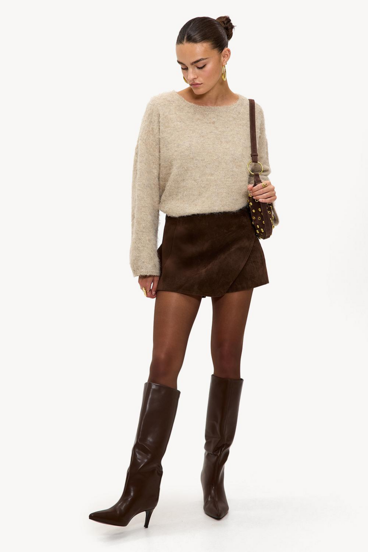 Loavies brown suede look skort - brown