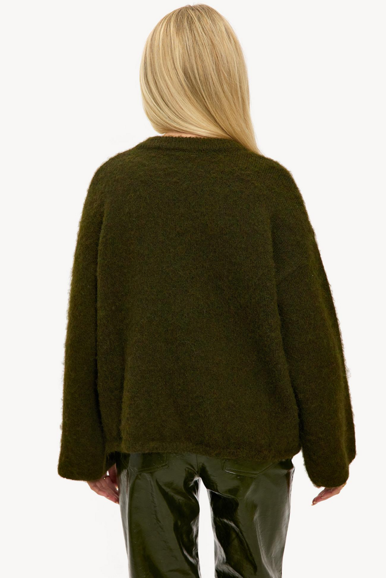 Loavies fuzzy wuzzy boxy swaeter - dark green