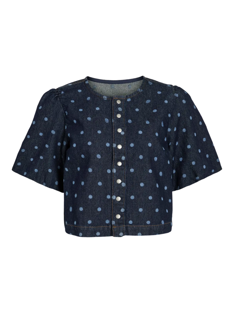 Vila Clothes vipal polka dot denim top
