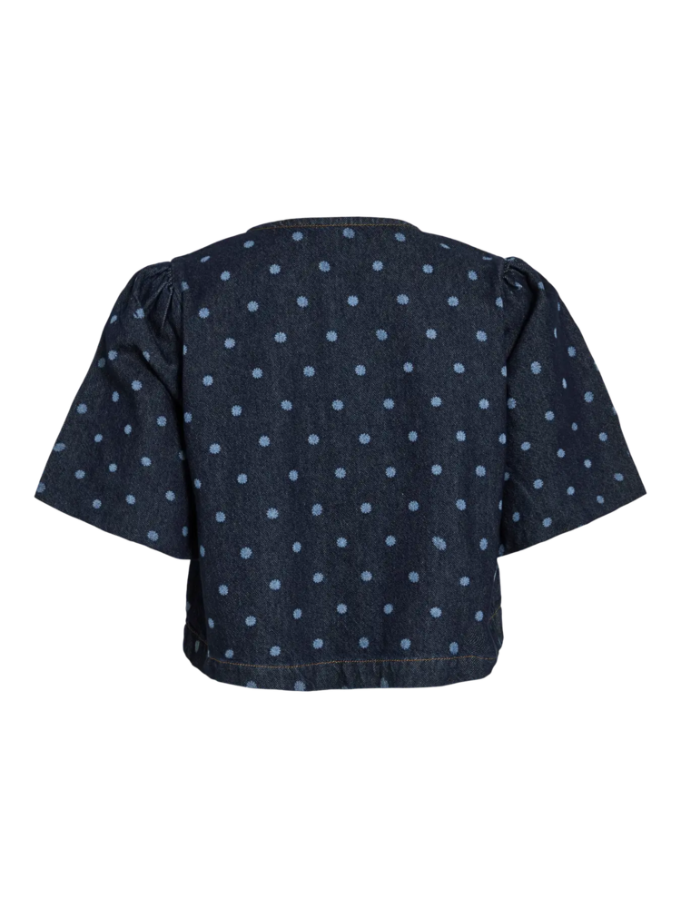 Vila Clothes vipal polka dot denim top